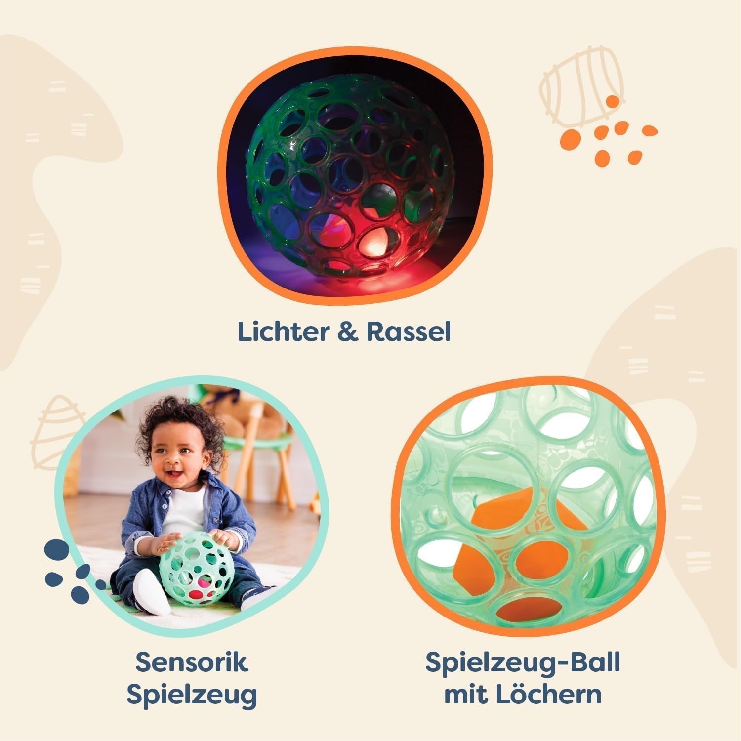 B. Toys Babyspielzeug Babyspielzeug Motorikspielzeug mit Licht – Babyspielzeug für Neugeborene, Mädchen und Jungen ab 0 Monaten, PVC frei Bebe Toys Naty Shop