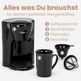 Clatronic® 1-Tassen-Kaffeemaschine | Perfekte Espressomaschine für Singles | Espressomaschine mit Filter, inklusive Keramiktasse | Kleine Espressomaschine mit Filter, ideal für unterwegs | KA 3356