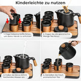 MIAMIO – Japanisches/chinesisches Tee-Set 6 x 100 ml/asiatische Teekanne 620 ml mit Tee-Ei, traditionelles japanisches Teekannen-Set für Teeliebhaber/Männer/Frauen (schwarz)