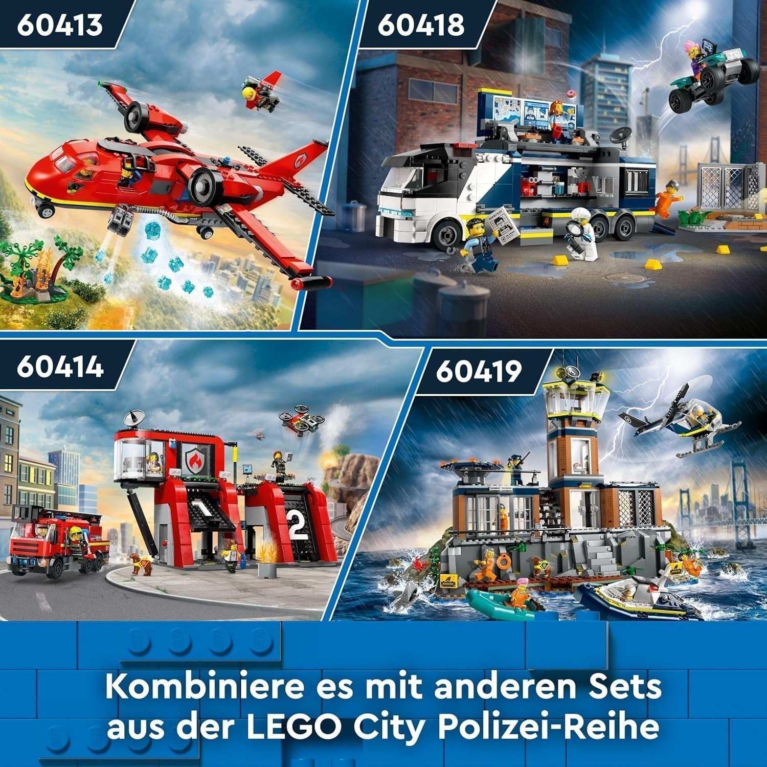 LEGO City Feuerwehrflugzeug, Kinderspielzeug-Flugzeug-Feuerwehrset, Bauset mit 3 Feuerwehrfiguren und Feuerdekoration, tolle Geschenkidee für Jungen und Mädchen ab 6 Jahren 60413 Bausets Besuchen Sie den LEGO-Store