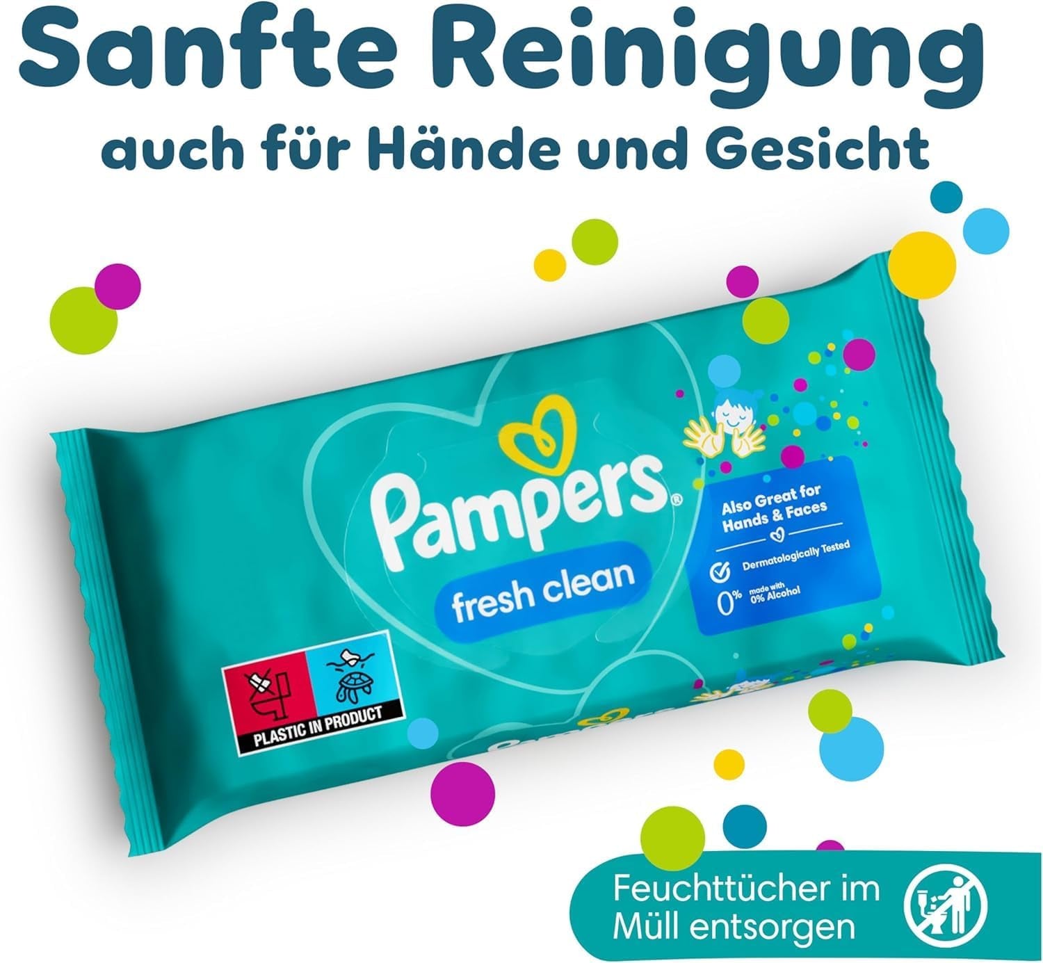 Pampers Fresh Clean Wet Wipes, 1872 Tücher (36x52 Stück), leicht parfümiert, auch für Hände und Gesicht geeignet