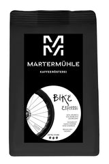 Espressobohnen Martermühle Bike 500g Stark | Arabica/Robusta | Geschmacksrichtungen: Macadamianüsse, Milchschokolade | Hell geröstete ganze Espressobohnen, geringer Säuregehalt