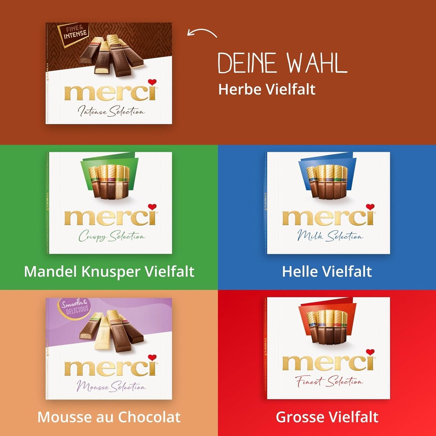 Finest Selection Zartbitterschokoladensorte – 6 x 250g – Raffinierte Zartbitterschokoladenspezialitäten – Gefüllte und ungefüllte Pralinen