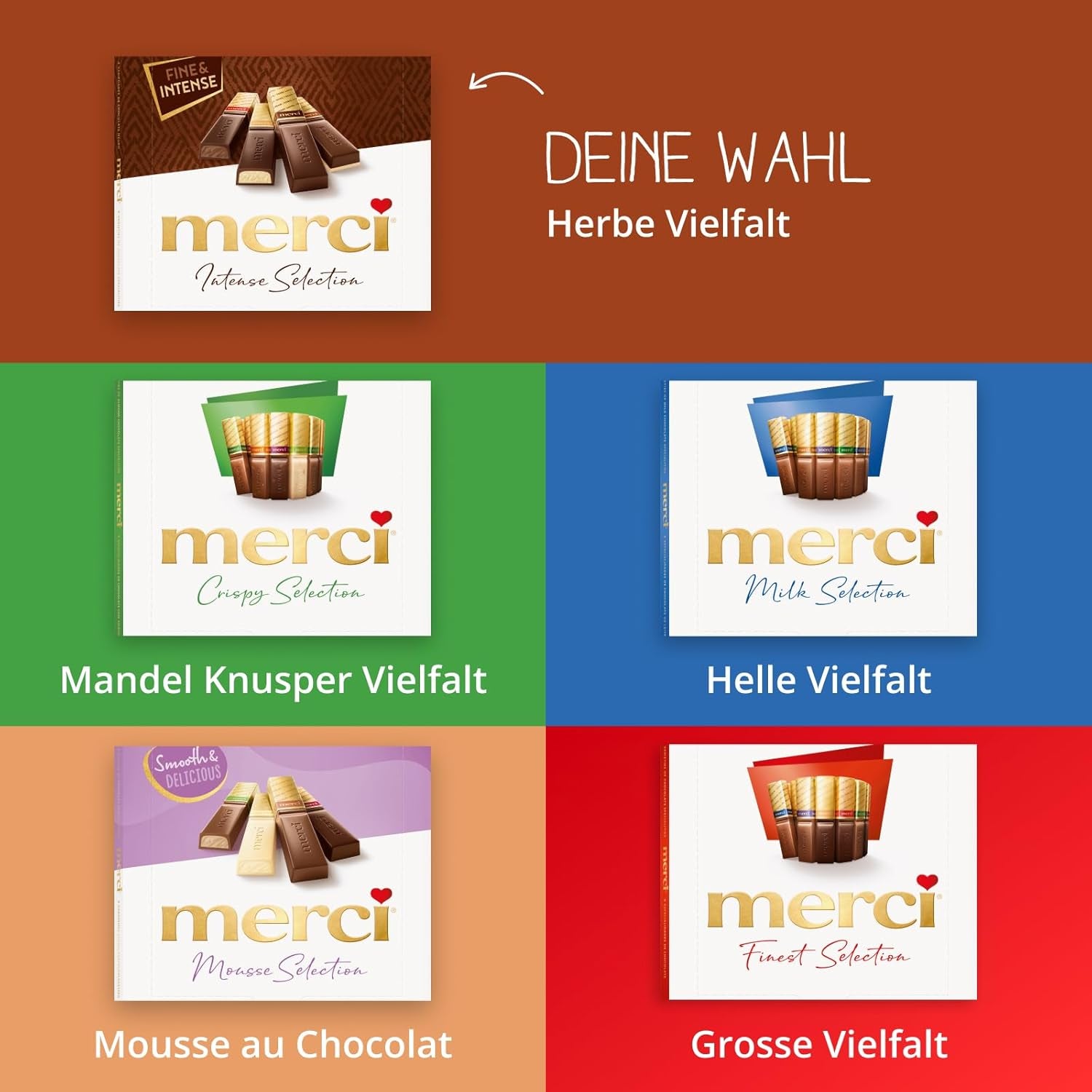Finest Selection Zartbitterschokoladensorte – 6 x 250g – Raffinierte Zartbitterschokoladenspezialitäten – Gefüllte und ungefüllte Pralinen