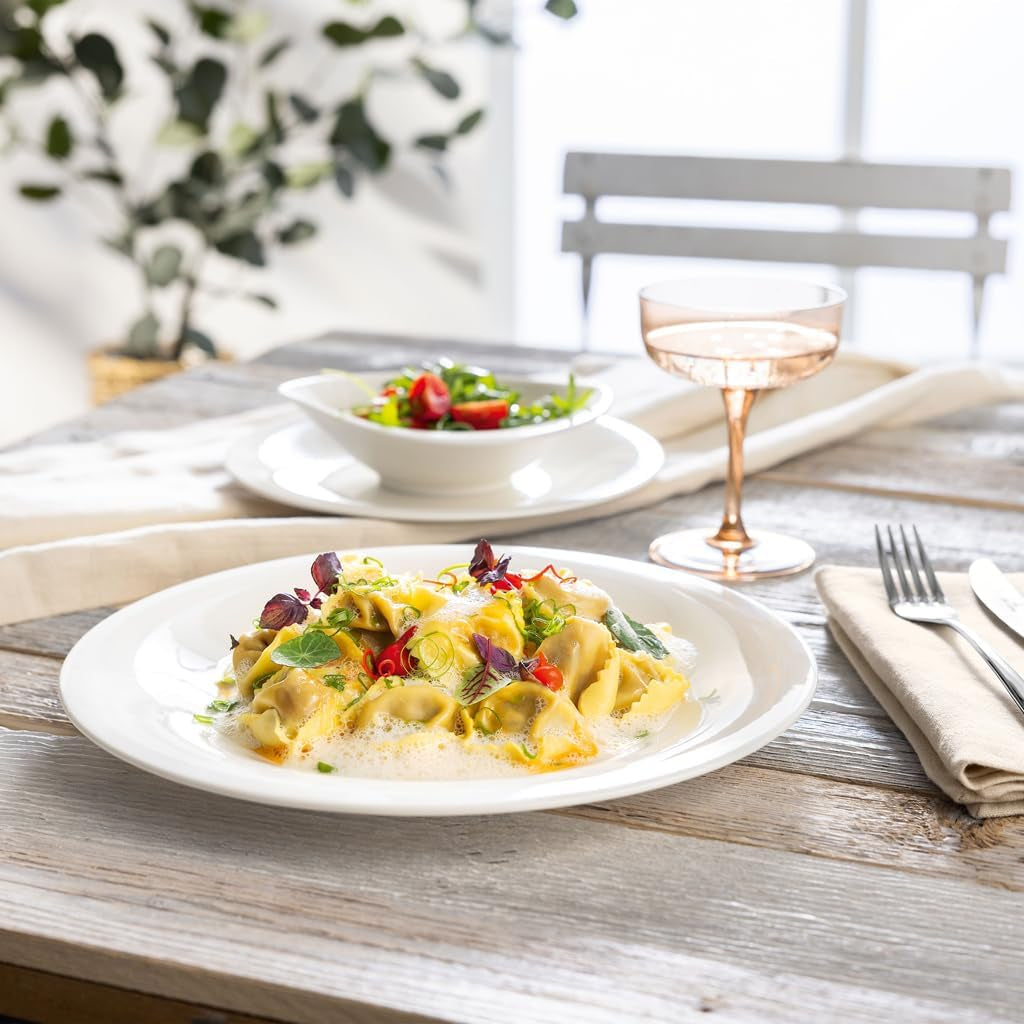 vivo - Villeroy & Boch Group – Essential White Tafelservice 18 tlg. Weiß, Spülmaschinenfest, Mikrowellensicher, Geschirr Set für 6 Personen, Müslischalen, Speiseteller, Dessertteller, Premium Porzellan