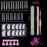 120 Doppel-Nagelformen-Set, Nagelverlängerungsschablonen mit rosa Doppelpinsel, Nagelspitzen-Clip, Schwamm-Zehentrenner und Nagelfeile für Polygel-Nägel