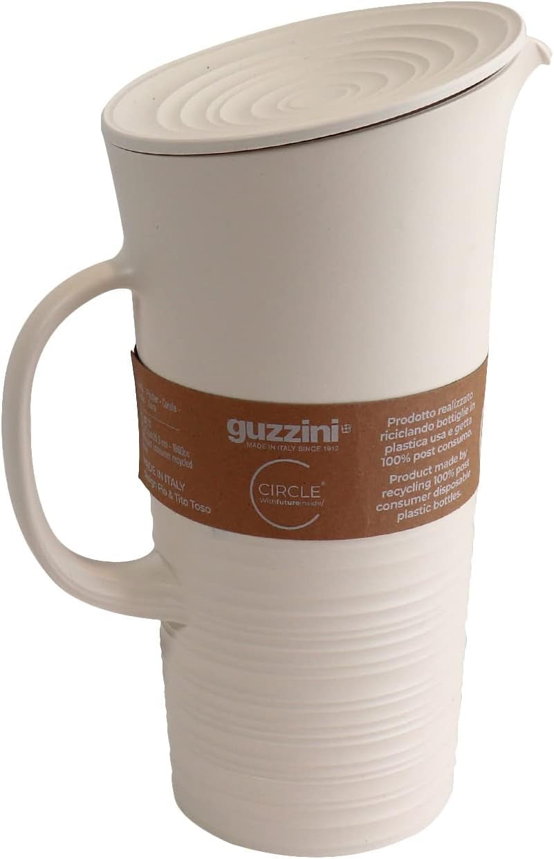 Guzzini - Tierra, Karaffe mit Deckel - Milchweiß, 18,7 x 13,4 x 10 x h26,9 cm | 1800 ccm – 181701156, Bianco
