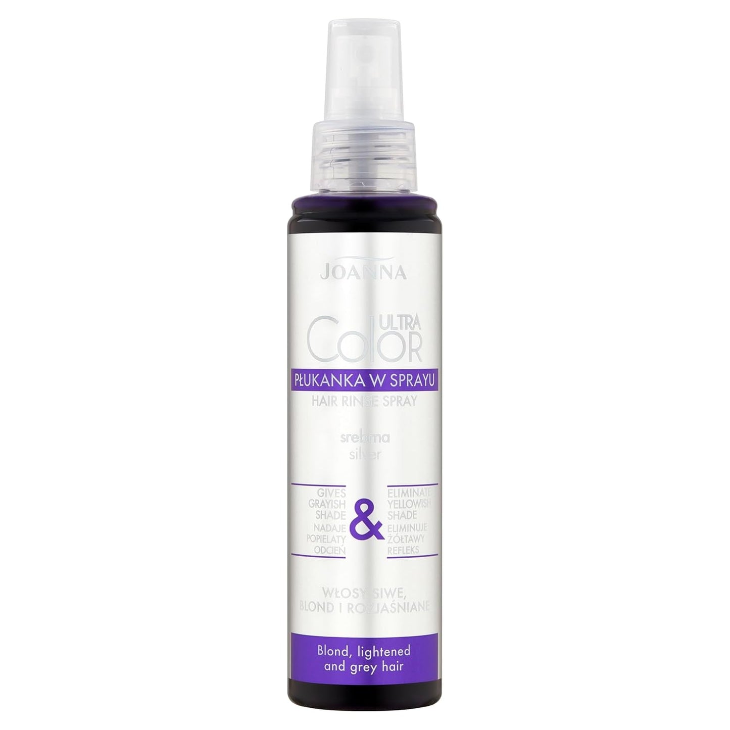 Joanna Ultra Color – Rosa Farbspülung für blondes und helles Haar – Pastellrosa – Natürlicher Glanz – Entfernt den Gelbstich aus graublondem Haar – Temporäre Wirkung – 150 ml Haarfärbemittel Naty Shop Spray grauer Blondton 150 ml (1 Packung)