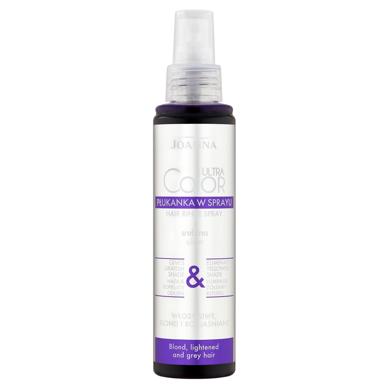 Joanna Ultra Color – Rosa Farbspülung für blondes und helles Haar – Pastellrosa – Natürlicher Glanz – Entfernt den Gelbstich aus graublondem Haar – Temporäre Wirkung – 150 ml Haarfärbemittel Naty Shop Spray grauer Blondton 150 ml (1 Packung)