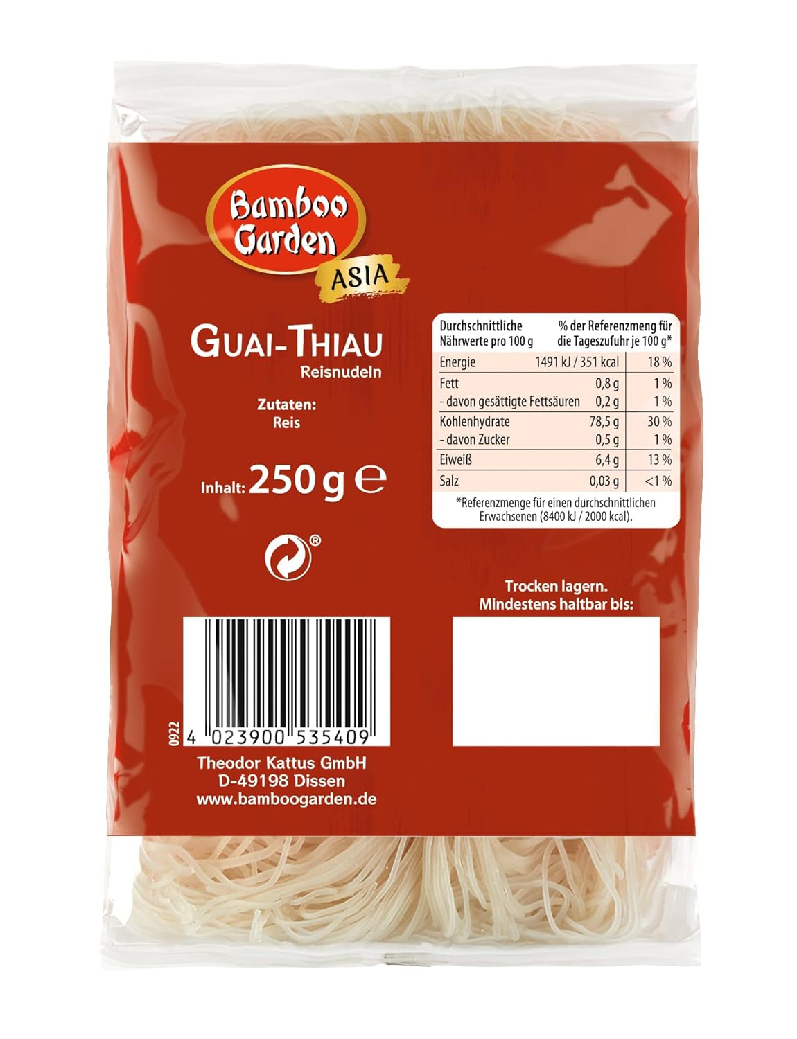 Bamboo Garden Guai Thiau Reisnudeln 250g (Verpackungsdesign kann variieren)