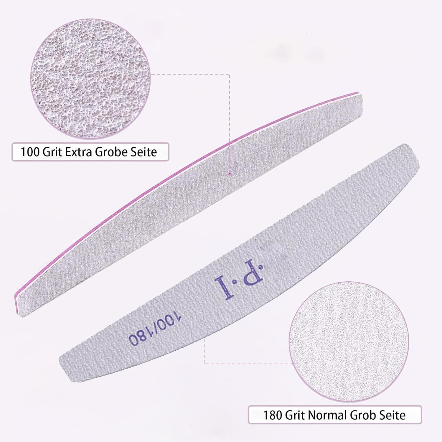 3-teiliges Nagelfeilen-Set, Nagelfeilen für Gelnägel, verschleißfestes und waschbares Gel-Nagelzubehör, professionelle Nagelfeile 100/180 mit 3 Formen, weiß