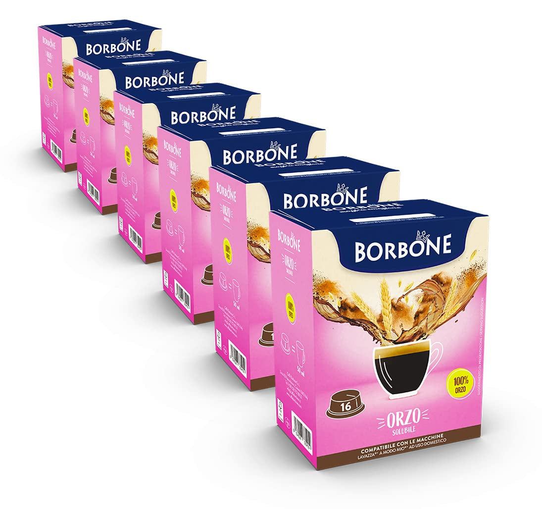 Caffè Borbone Malzkaffee – 96 Kapseln (6 Packungen mit 16 Stück) – kompatibel mit Lavazza A Modo Mio Haushalts-Espressomaschinen