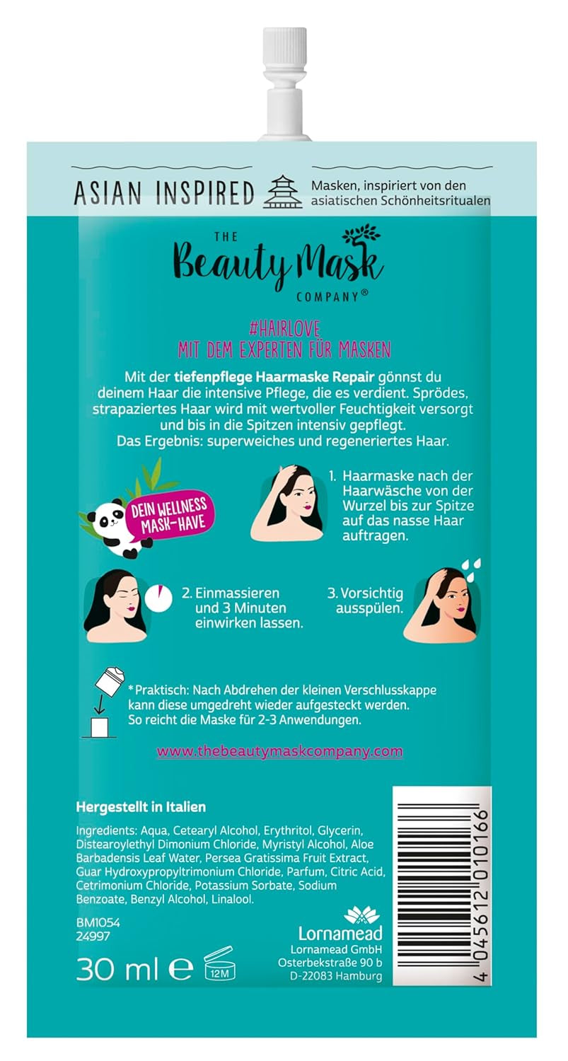 The Beauty Mask Company Repair Boost Haarmaske 30 ml, Tiefenpflege für brüchiges und geschädigtes Haar (1 Beutel) Haarmaske Naty Shop