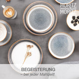 Moritz & Moritz TARENTO 24-teiliges Tafelservice für 6 Personen, Grau – Elegantes Tellerset aus hochwertigem Steingut – Das Tafelservice besteht aus 6 Speisetellern, 6 Desserttellern, 6 Speisetellern und 6 Tassen