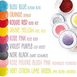Scrapcooking – Set mit 9 pulverförmigen Lebensmittelfarben – Blau, Gelb, Rosa, Lila, Orange, Limettengrün, Rot, Puderrosa, Schwarz – Essbares Farbpulver für Kuchen, Muffins, Macarons – 4270