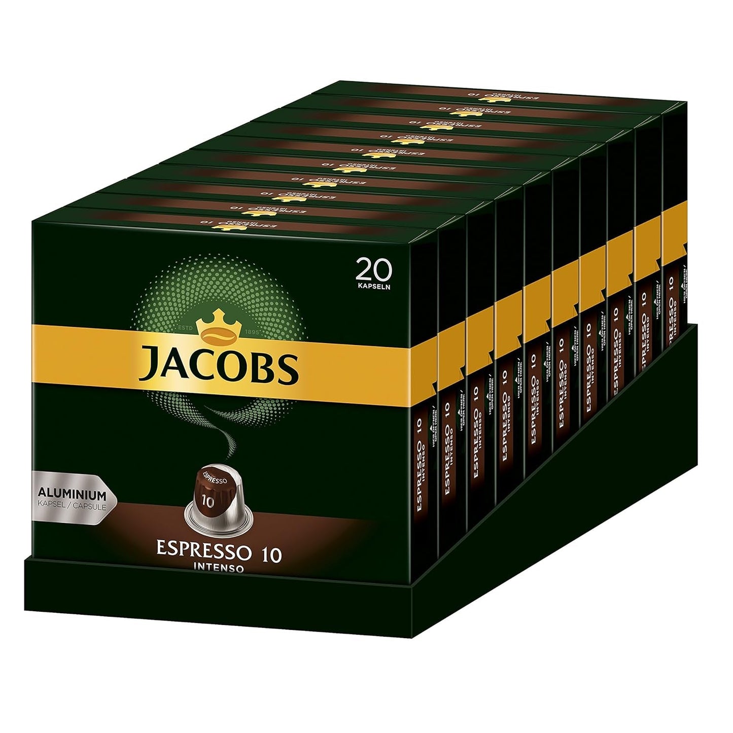 Kaffeekapseln Espresso Intenso, Intensität 10 von 12, 10 x 20 Getränke & Kaffeekapseln Krönung Crema, 200 Nespresso-kompatible Kapseln, 10er Pack, 10 x 20 Getränke, 1040 g