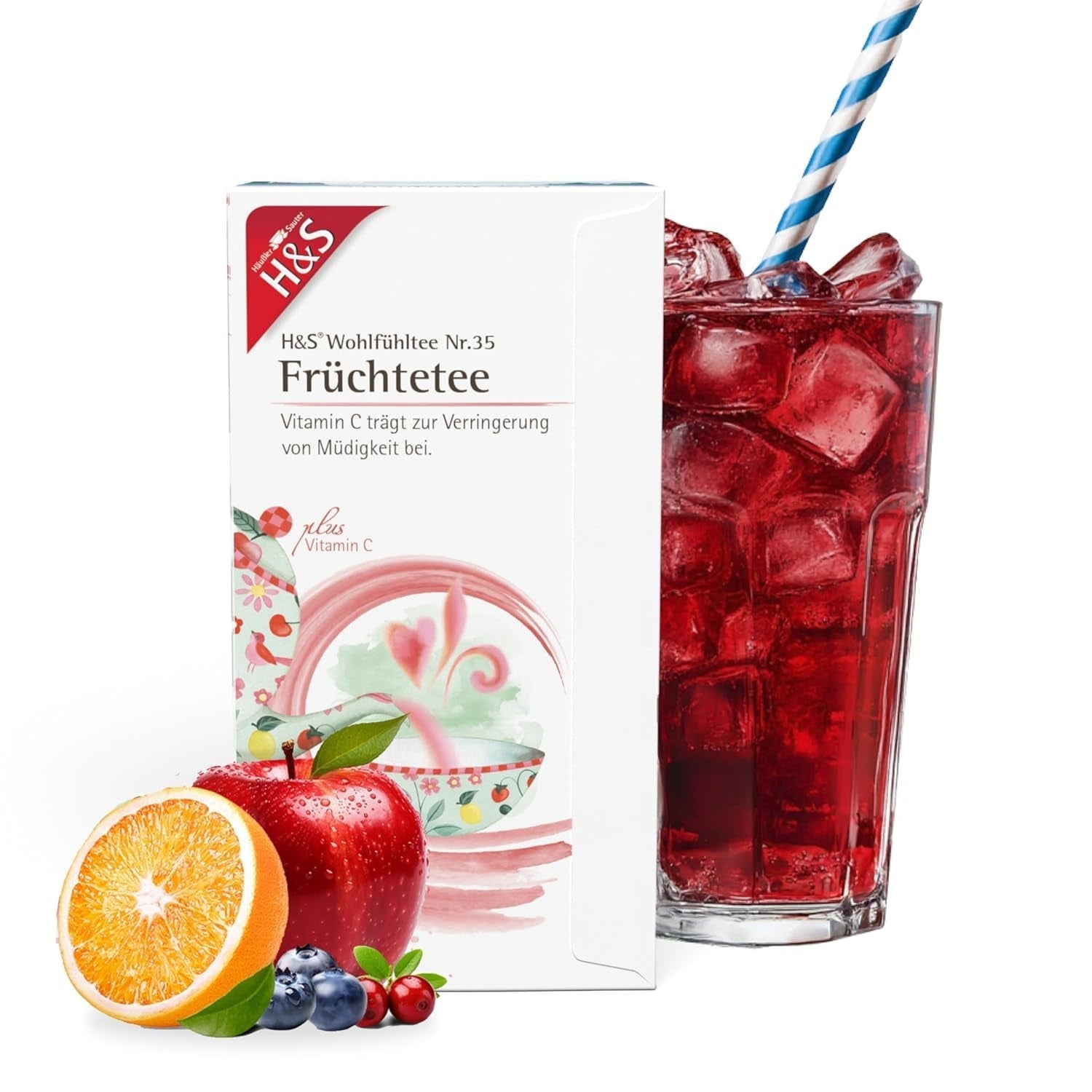 H&S Vitamin C Früchtetee: Geschmackvolle und erfrischende Früchteteemischung, 20 x 2,7 g