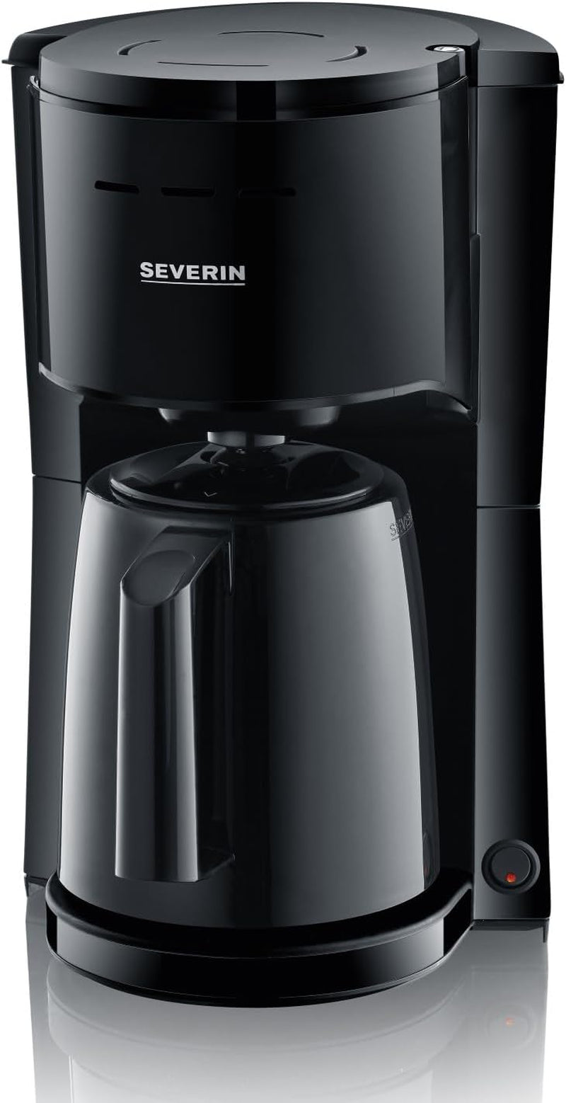 SEVERIN Filterkaffeemaschine mit Thermokaraffe, Kaffeemaschine für bis zu 8 Tassen, attraktiver Filterkaffeebereiter mit isolierter Karaffe, Schwarz, 1 Liter, KA 9306