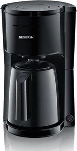 SEVERIN Filterkaffeemaschine mit Thermokaraffe, Kaffeemaschine für bis zu 8 Tassen, attraktiver Filterkaffeebereiter mit isolierter Karaffe, Schwarz, 1 Liter, KA 9306