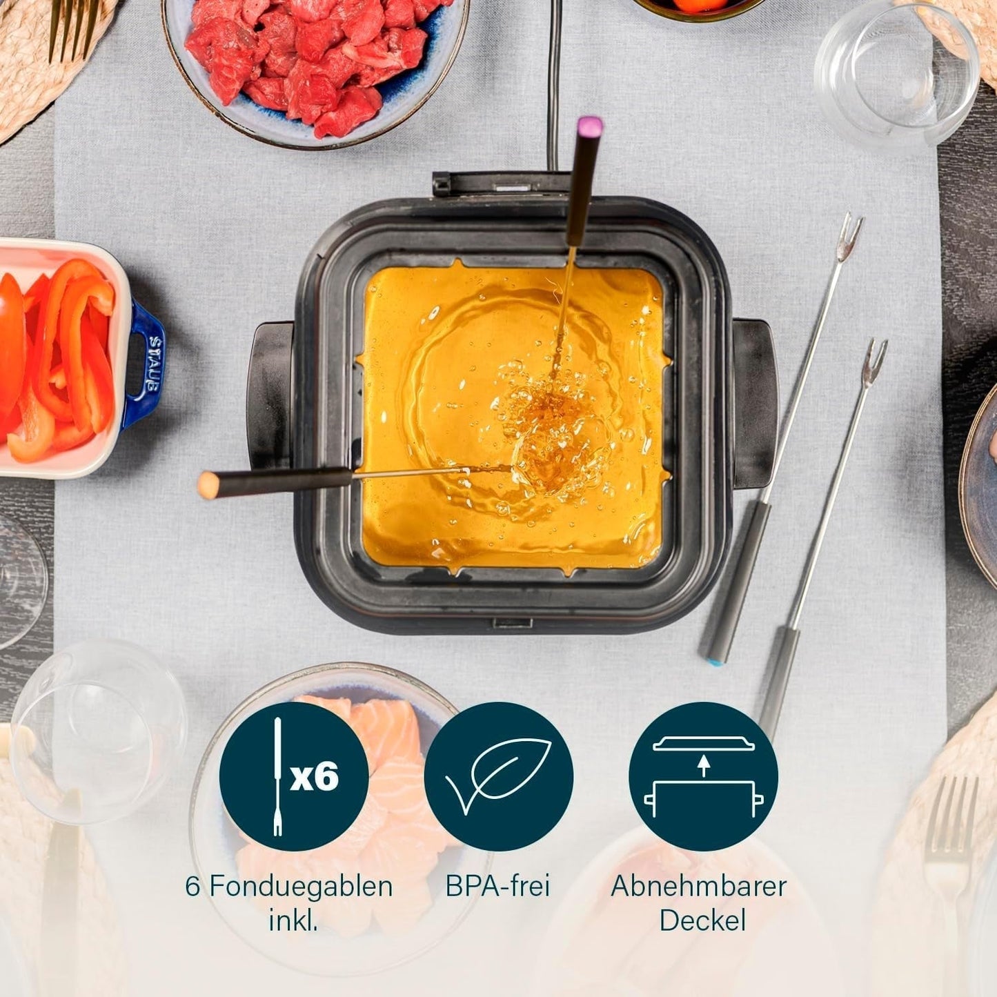 Princess 182611 Mini-Fondue-Fritteuse – schnelles Erhitzen – Geruchsfilter – 1,2 Liter Fassungsvermögen, Silber Haushaltsgeräte Naty Shop