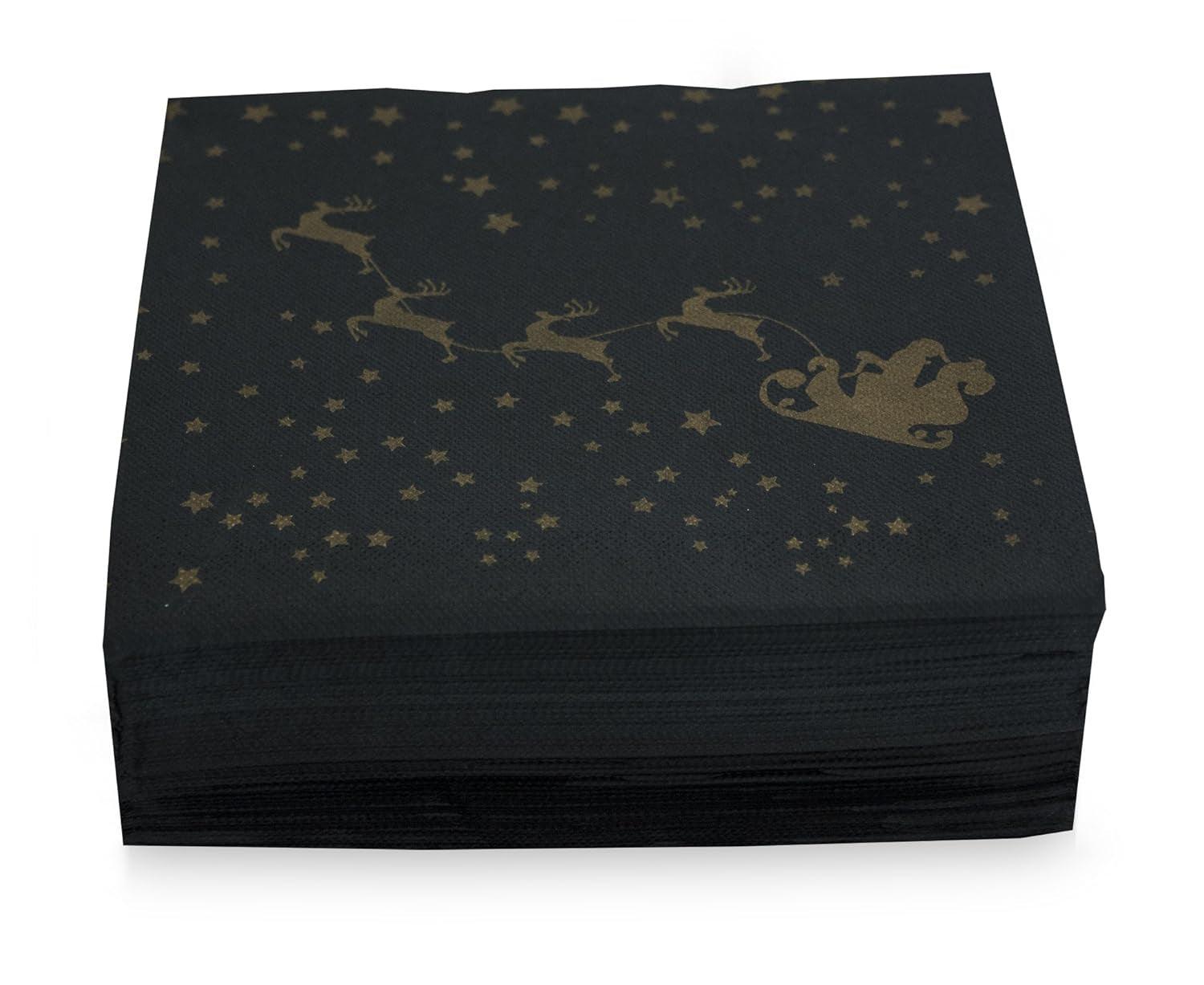 Weihnachtsmann-Satinservietten, 40 x 40, 2-lagig, 1/4-Falz, 50 Servietten, Punta-Punta, Schwarz