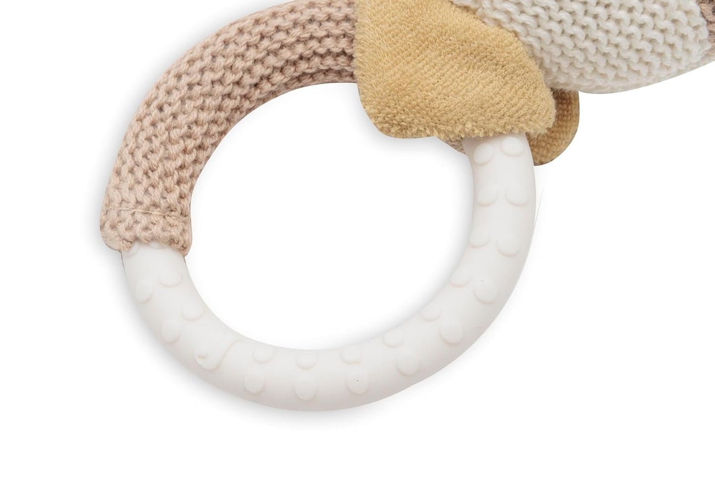 Jollein Baby-Beißring – Mick – Zahnungshilfe – BPA-frei – gestrickter Hundekopf – Silikon-Beißring – Babyspielzeug – lindert Schmerzen beim Zahnen