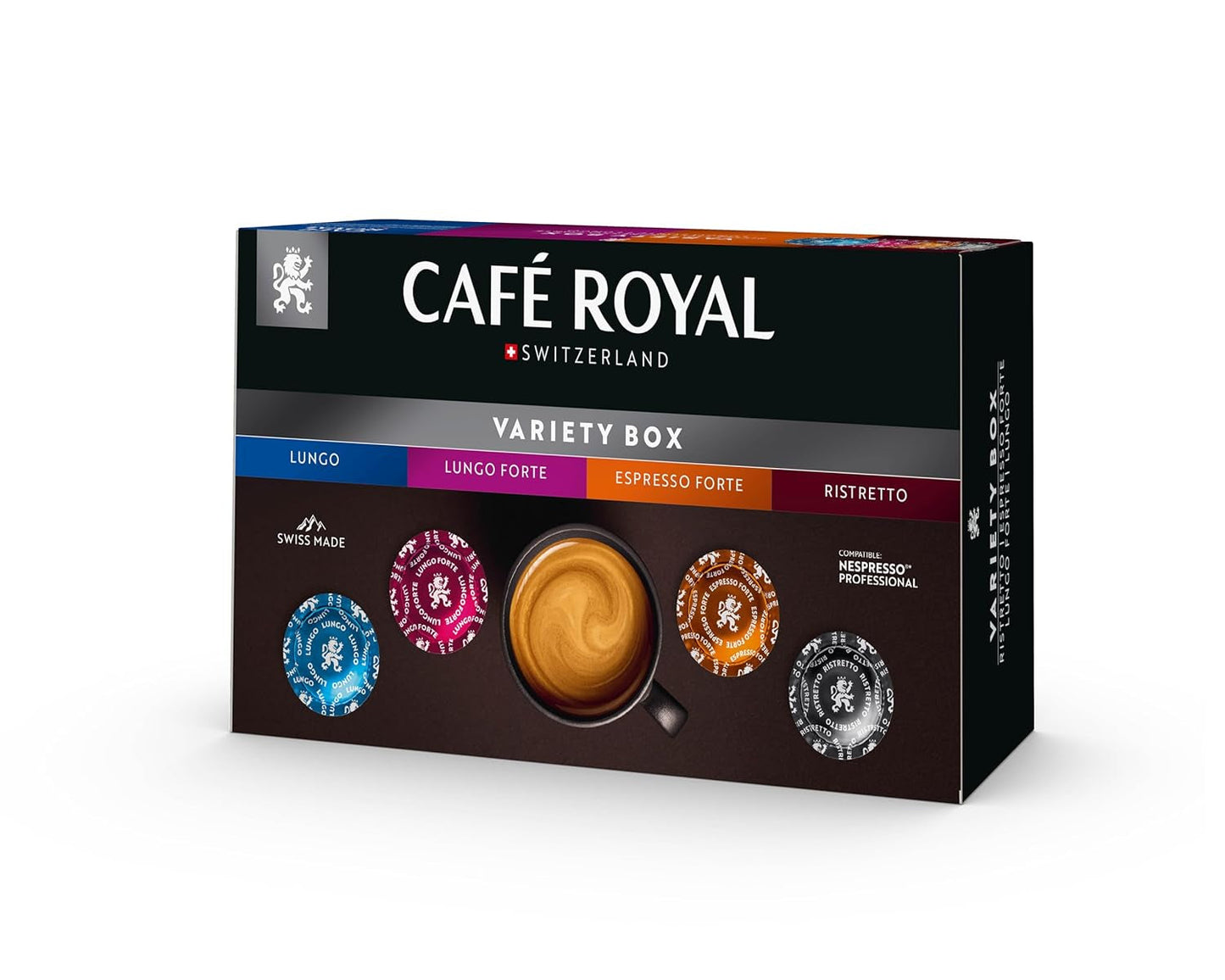 Café Royal Professional Pads, Variety Box, 40 Nespresso (R) Professional kompatible Pads für Büro und Gastronomie, Rainforest Alliance zertifiziert, 100 Prozent Arabica Kaffee