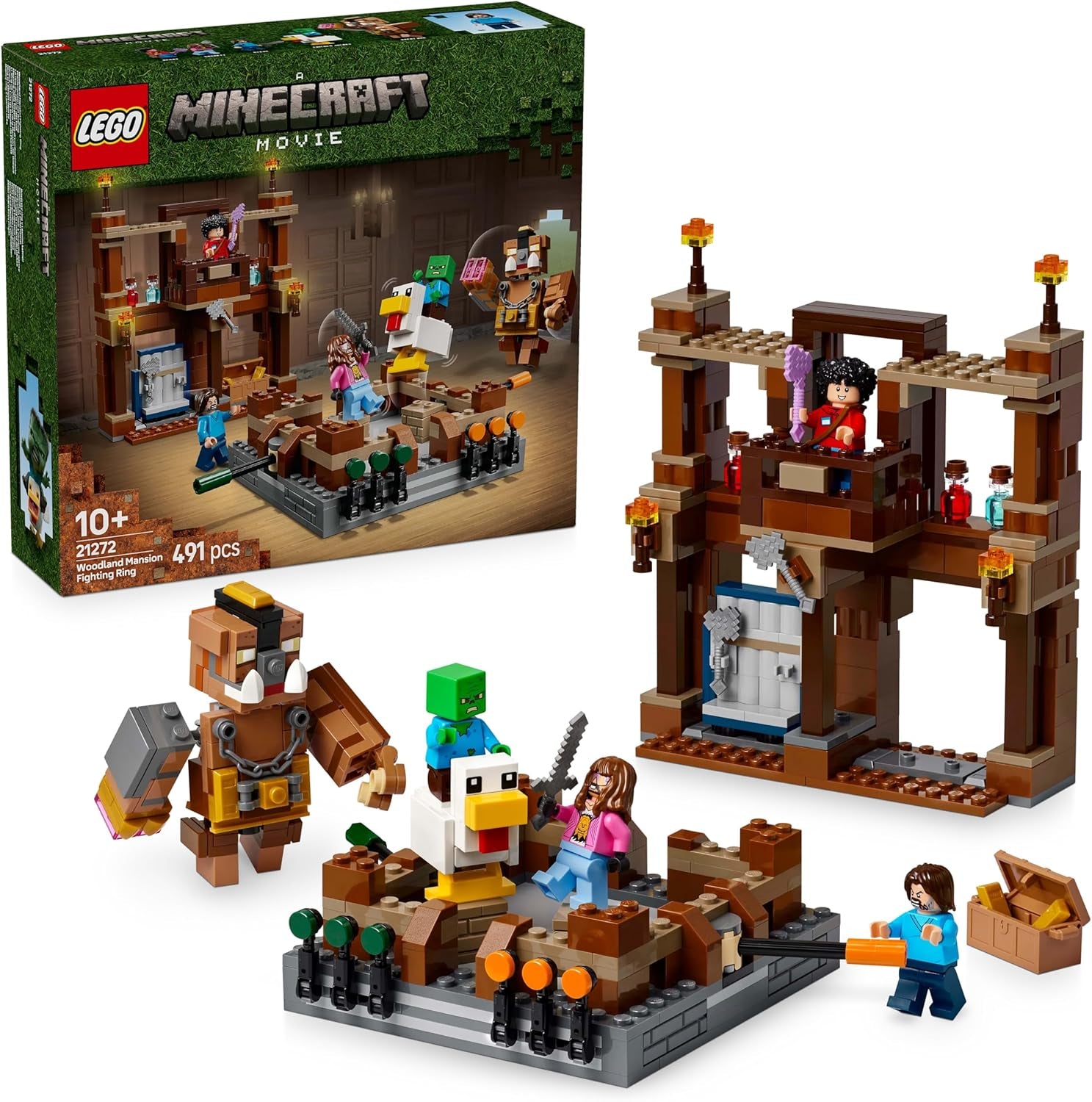 LEGO Minecraft Forest Manor mit Boxring – Gamer-Set mit Zombies und Oberborst – interaktives Bauspielzeug mit Ausrüstung und Schienen – Geschenk für Jungen und Mädchen ab 10 Jahren – 21272 Bausets Besuche den LEGO-Store Standardtitel