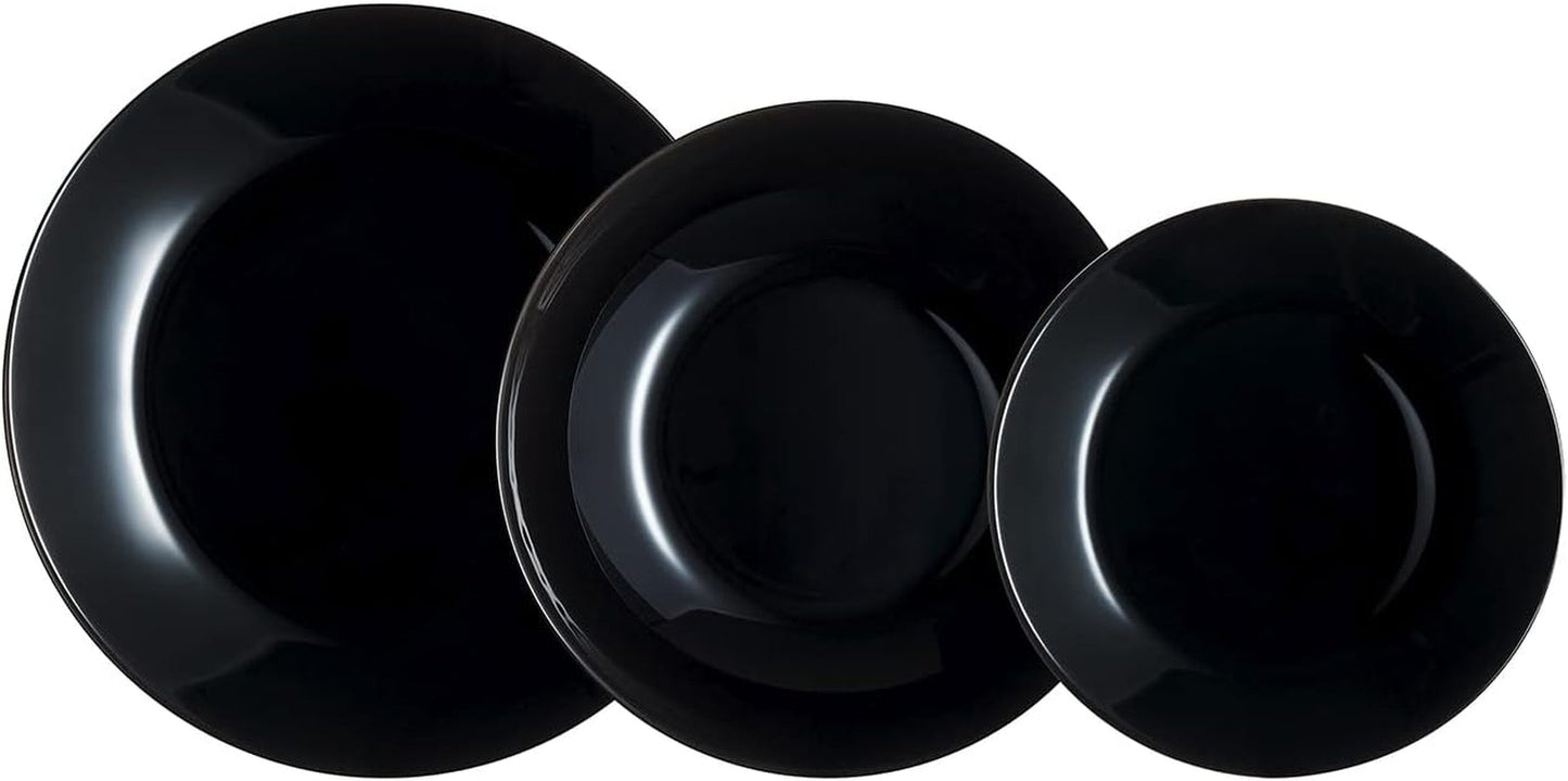 Arcopal Zelie Tafelservice aus schwarzem Glas, 12-teilig, 4 Plätze, schwarz