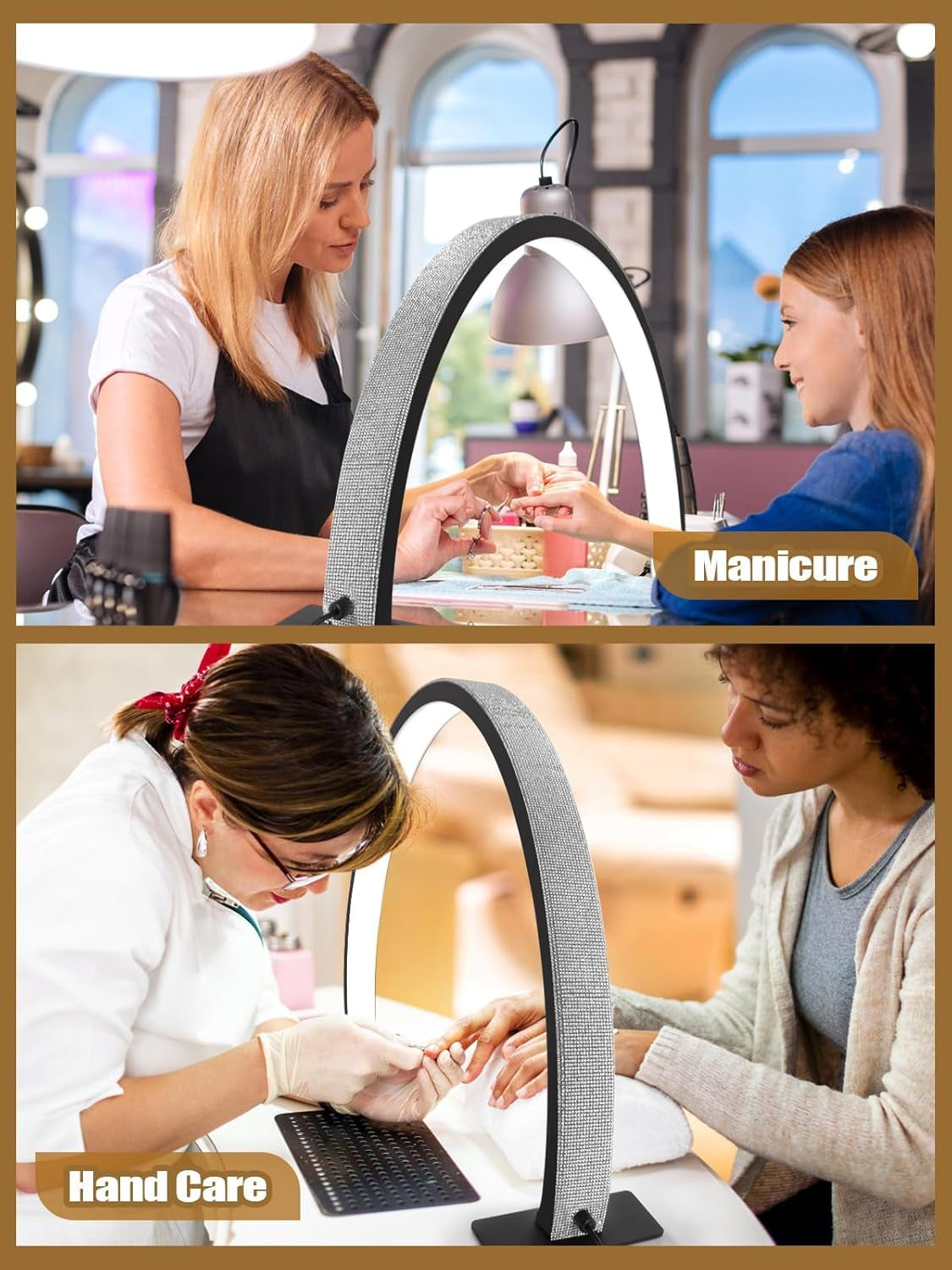Kalolary Lampadaire, Lash Lumière Pour Extensions De Cils Regglable À 360°, 3000K-6000K Halbmondlampe, Lamp De Beauté (Halbmondlampe)
