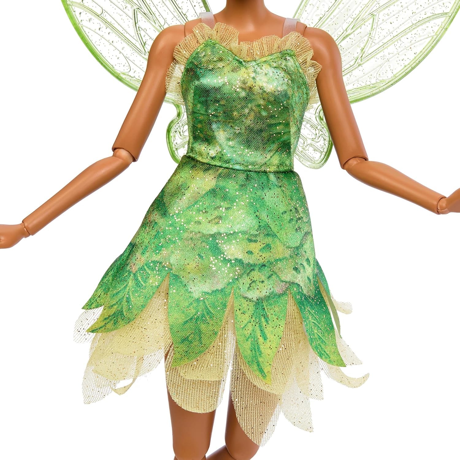 Disney Peter Pan und Wendy Tinker Bell Puppe mit beweglichen Flügeln und grünem Kleid, vom Film inspiriertes Geschenk für Kinder zum Nachspielen von Szenen oder eigenen Abenteuern HNY37