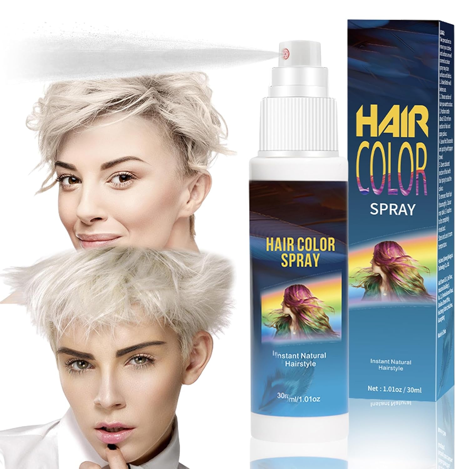 Haarspray-Farbe – 30 ml temporäres grünes Haarfärbespray, natürliches Haarfärbemittel, temporäres Haarfärbespray, waschbare Haarfärbemittel für Party, Cosplay, Halloween (grün), Haarfärbemittel Naty Shop Weiß