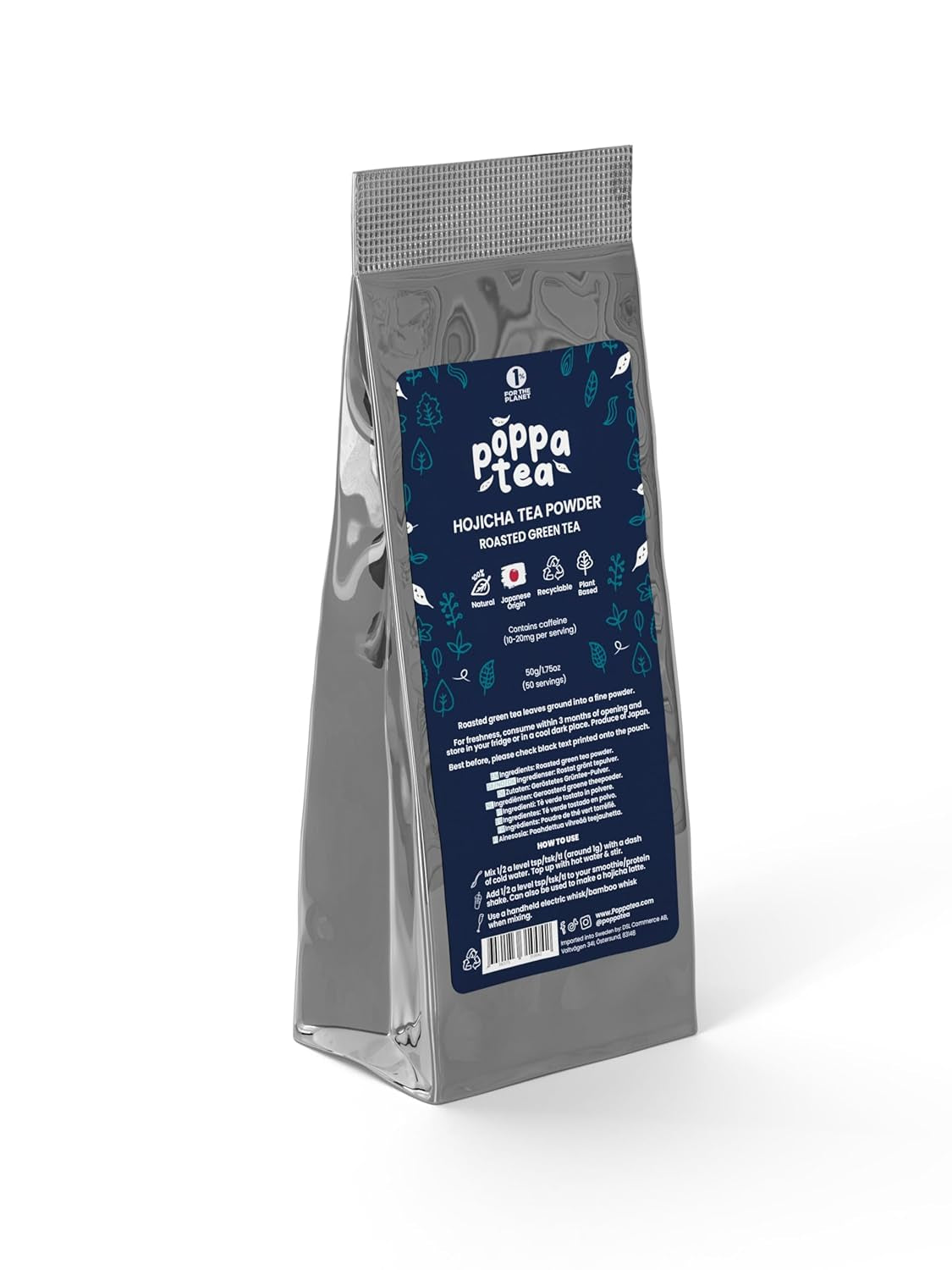 Poppatea Hojicha Teepulver – gerösteter grüner Tee (50 g Nachfüllbeutel)