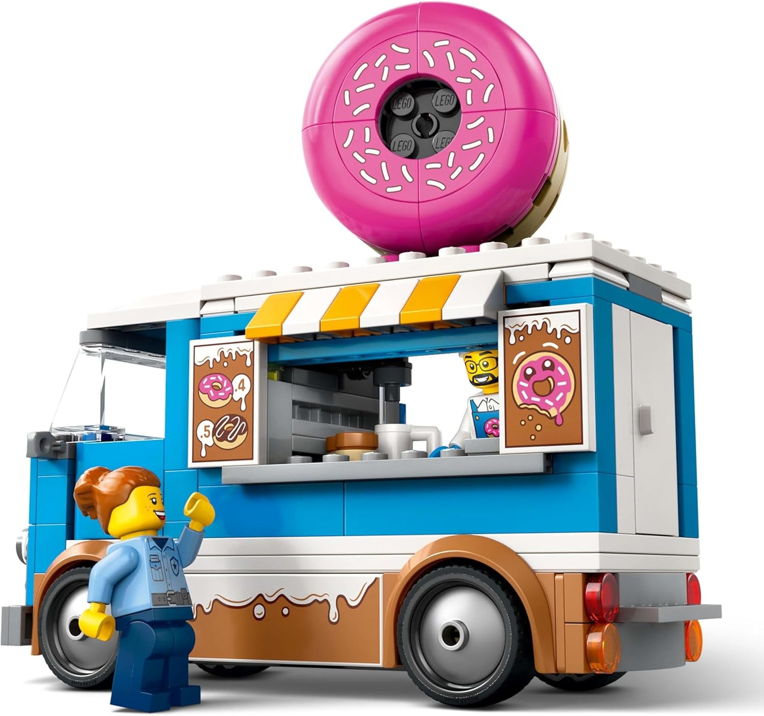LEGO City Donut Truck – Spielzeug-Imbisswagen mit 2 Polizei-Minifiguren – Konstruktionsspielzeug für Jungen und Mädchen ab 5 Jahren – Geburtstags- und Weihnachtsgeschenkidee 60452 Bausets Besuchen Sie den LEGO-Store