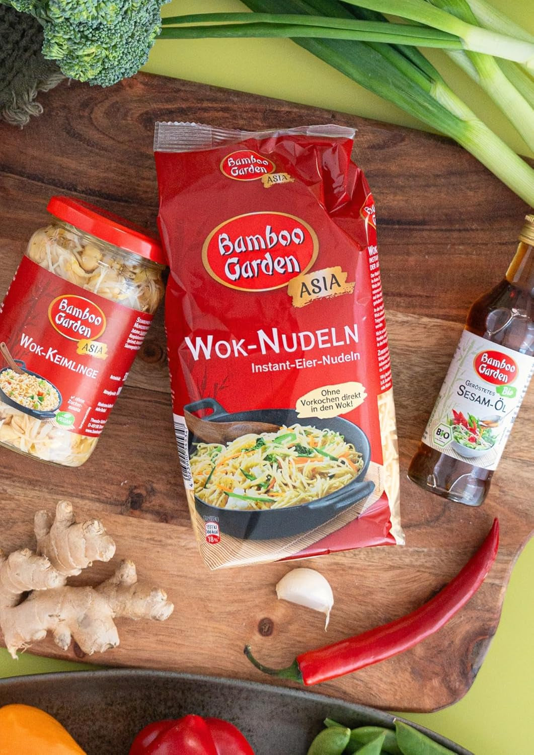 Bamboo Garden - Wok-Nudeln | Instantnudeln mit Ei | Mischen, kein Vorkochen erforderlich | Für asiatische Wok-Gerichte | 250 g im Beutel