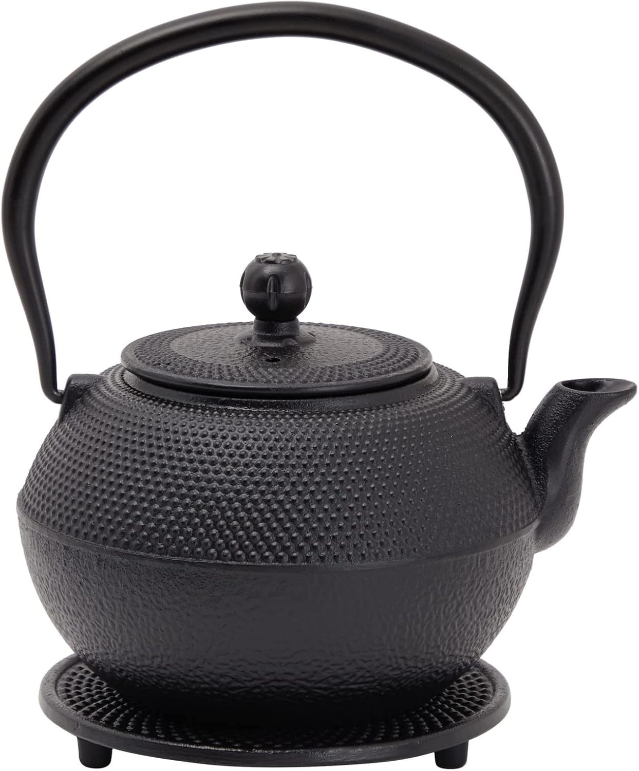 Juvale Japanisches Teeservice mit Teekanne aus Gusseisen (1200 ml), Untertasse und 2 Tassen, Teeservice im Tetsubin-Stil, Schwarz