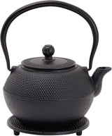 Juvale Japanisches Teeservice mit Teekanne aus Gusseisen (1200 ml), Untertasse und 2 Tassen, Teeservice im Tetsubin-Stil, Schwarz
