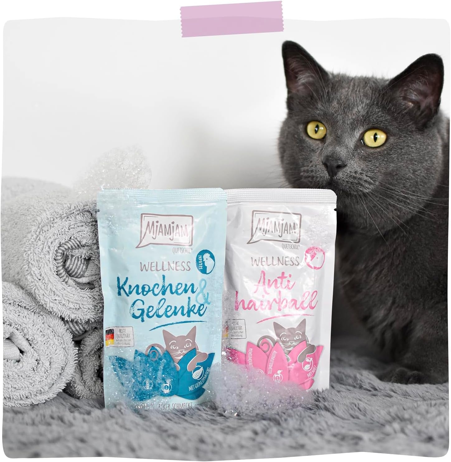 MjAMjAM – Premium-Nassfutter für Katzen – Wellness – Verdauungsfördernd – Huhn, 12er-Packung (12 x 125 g), getreidefrei