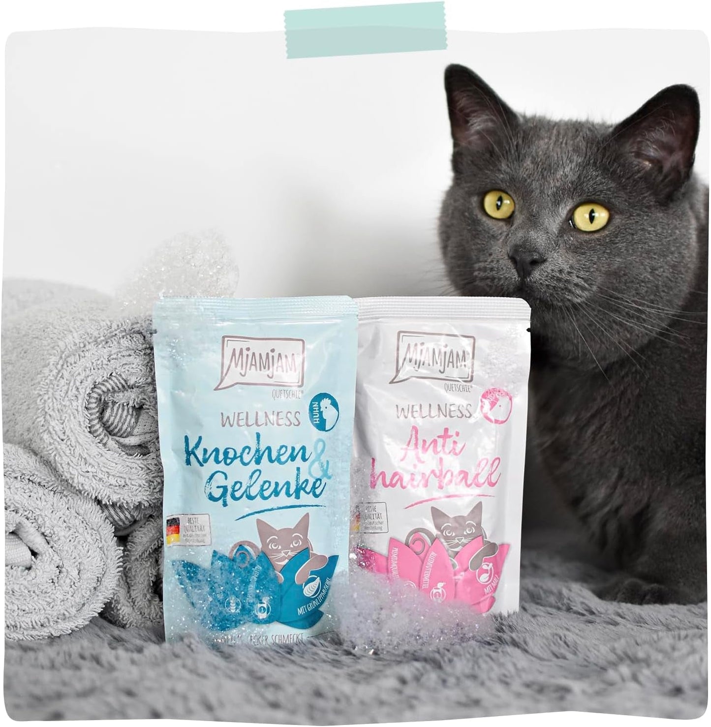 MjAMjAM – Premium-Nassfutter für Katzen – Wellness – Verdauungsfördernd – Rind, 12er-Pack (12 x 125 g), getreidefrei