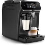 Automatische Espressomaschine PHILIPS 2300-Serie – 4 Getränke, moderner Farb-Touchscreen, LatteGo-Milchzubereitungssystem, SilentBrew, Mahlwerk aus 100 % Keramik, AquaClean-Filter. Mattschwarz (EP2330/10)