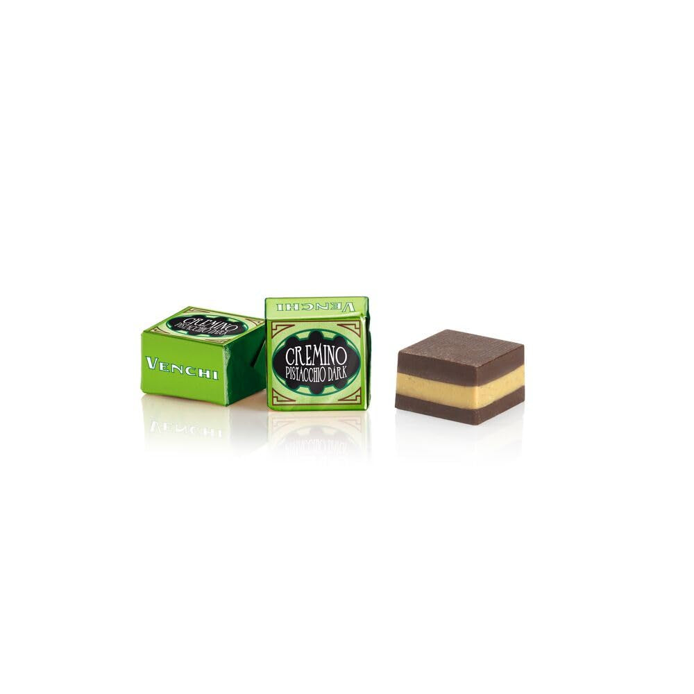 Venchi – Cremino-Zartbitterschokolade mit Pistazien, Pralinen im 1-kg-Beutel, mit Zartbitterschokolade und ganzen Pistazien, glutenfrei, ohne Farbstoffe und ohne Konservierungsstoffe