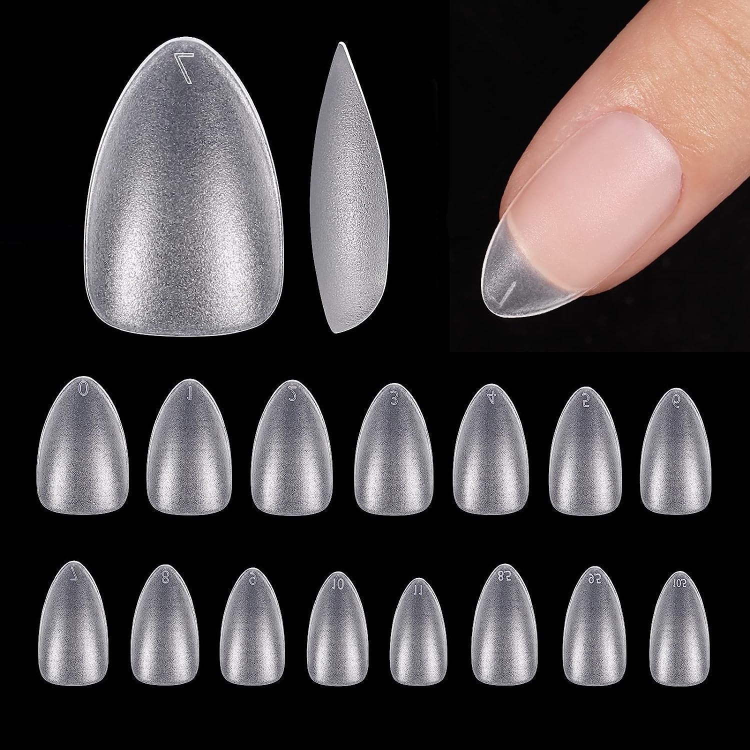 Btartbox Extra kurze Mandel-Nagelspitzen – Volldeckende Gel-X-Soft-XS-Gel-Nagelspitzen – Vorgeformte Halbmatte für breite Nägel Salon 320 Stück