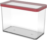 Rotho Loft 5er-Set Vorratsdosen mit Deckel, verschiedene Größen, Lebensmittelkunststoff (PP), BPA-frei, transparent/rot, (21,4 x 21,4 x 23,5 cm). Frischhaltedosen Naty Shop 2,1 l rechteckig