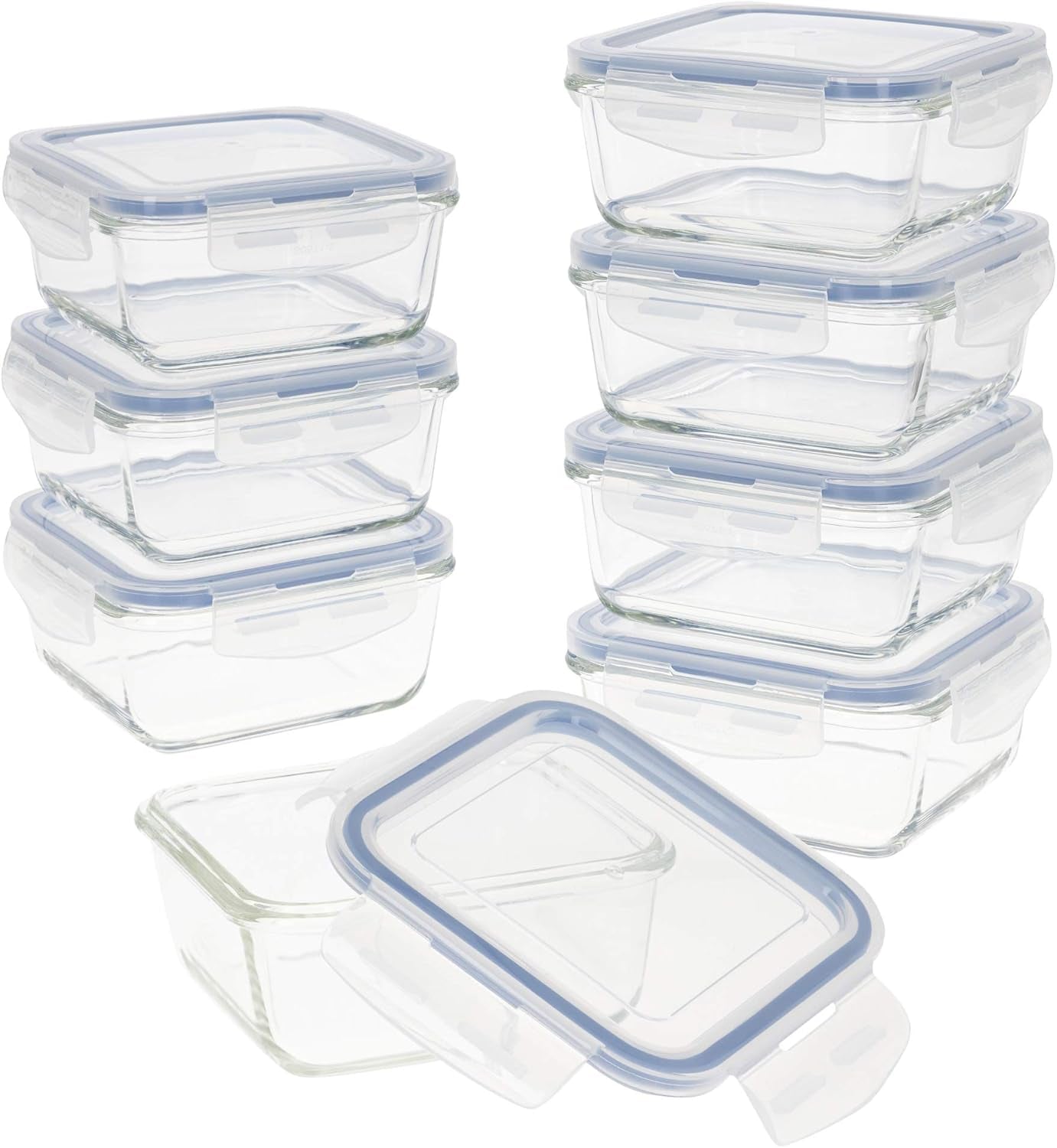 Max Home 8er-Pack luftdichte Glasbehälter, Mikrowellen-Glas-Lunchbox, wiederverschließbare Lebensmittelbehälter, 550 ml, transparente Deckel, Lebensmittelbehälter (16538). Naty Shop Lebensmittel-Aufbewahrungsboxen, Standardtitel