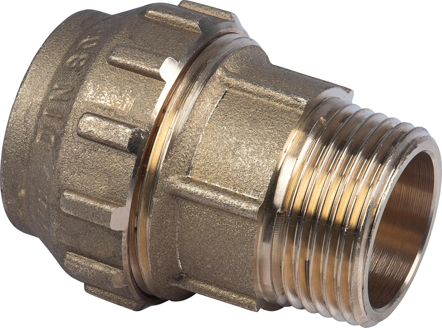 Cornat Klemmverschraubung – Außengewinde Ø 32 mm x 1 Zoll – Messing – mit einem Außengewinde – PE-HD-Rohranschluss / T617532