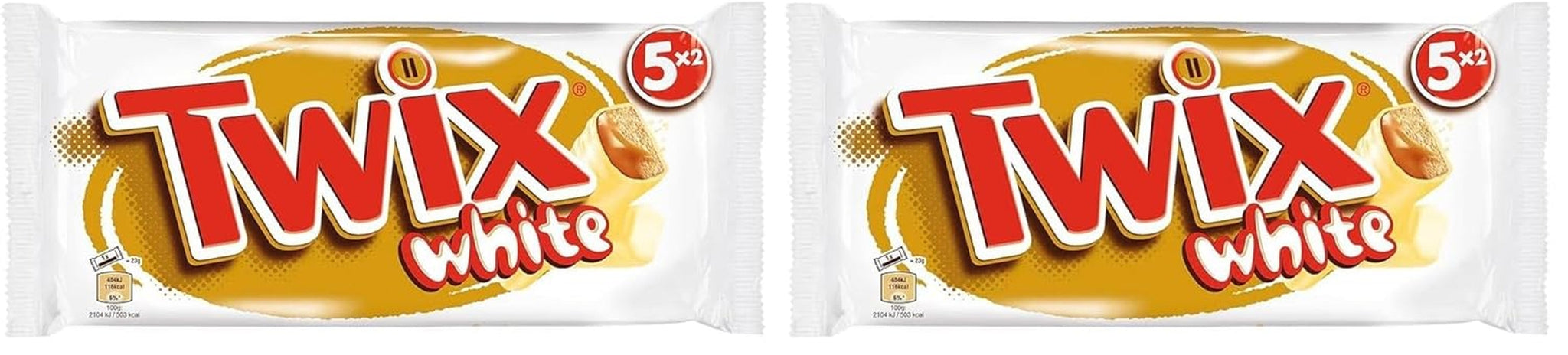 Twix weiße Schokoriegel; Karamell, Kekse, weiße Schokolade; Mehrfachpackung Pralinen; 5 Riegel (5 x 46 g)