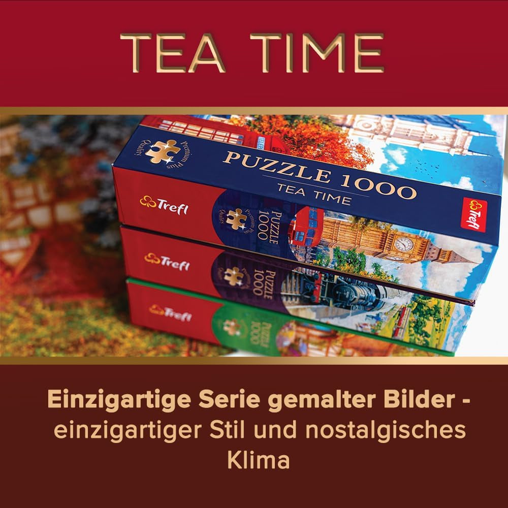 Trefl Premium plus Qualität – Puzzle Tea Time: Häuser Stoney Lane – 1000 Teile, Serie nostalgischer gemalter Bilder, Ideale Abstimmung der Teile, Für Erwachsene und Kinder ab 12 Jahren Puzzle Naty Shop