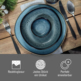 wie. de Villeroy & Boch - Lave Gris Steinzeug-Geschirrset, 4-teilig, Keramikoptik, Tafelservice für 2, grau