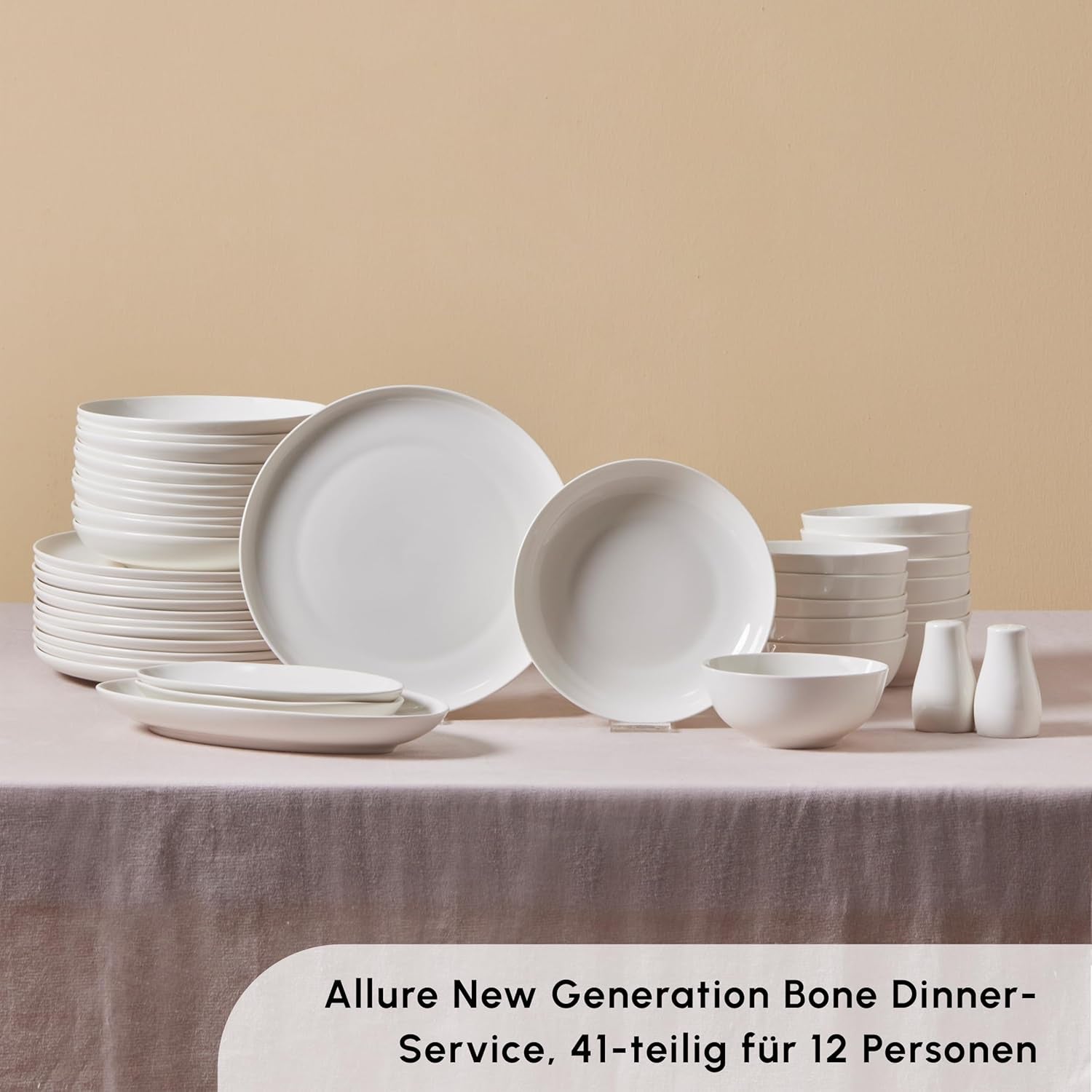 Karaca Allure Geschirrset für 12 Personen, New Generation Bone – Raffiniertes Set für eine anspruchsvolle Esskultur