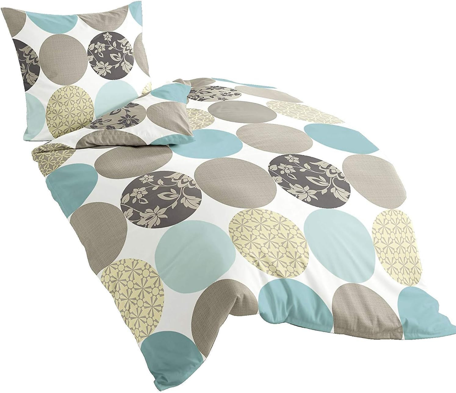 Bierbaum-Bettwäsche, Mako-Satin, entworfen in Deutschland, Modell 6383 Türkis 02, 155 x 220 cm + 80 x 80 cm, Komfortgröße. Betten und Decken Besuche den Bierbaum-Store Türkis 135 x 200. Weitere Muster